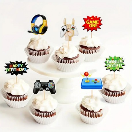 Cupcake Toppers Gamer 8pc Asstd