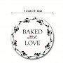 Sticker Baked with Love Rnd White 500pc