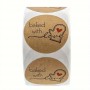 Sticker Baked with Love Mitt Kraft 500pc