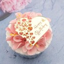 Acrylic Topper Happy Birthday Heart mini hearts Gold 1pc