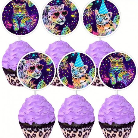 Cake Top Rainbow Cheetah 36pcs