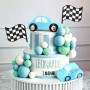 Cake Top Race Car Set Blue 18pc set