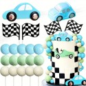 Cake Topper Race Car Set Blue 18pc set