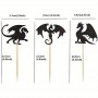 Cupcake Topper Dragons Black Glitter 24p