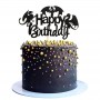 Cake Topper Dragon Black Glitter 1pc