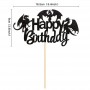 Cake Topper Dragon Black Glitter 1pc