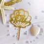 Cake Topper Happy Bday Seashell Gold