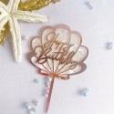 Cake Topper Happy Birthday Seashell Rose Gold