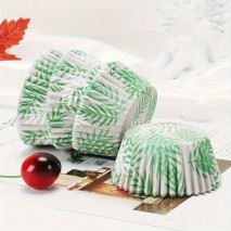 Baking Cup Green Leaf 100pcs