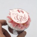 Acrylic Cake Topper Round Its A Girl - Rose Gold 1pc