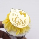 Acrylic Cake Topper Round Its A Girl - Gold 1pc