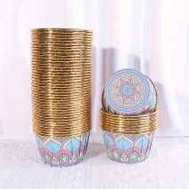 Boho Cupcake Foil Cups 50pc Blue