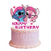 Cake Topper Stitch Happy Bday Pink 1pc