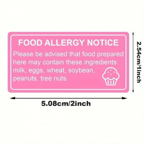 Food Allergy Warning Stickers 120pc