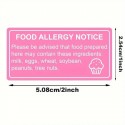 Food Allergy Notice Stickers – 120 Pack Pink, 5.08 × 2.54 cm