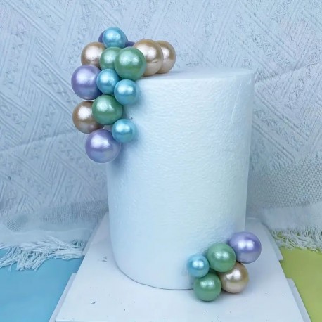 Cake Topper Balls Metallic Pastels 20pc