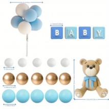 Cake Top Teddy & Baby Blocks Blue 21pc