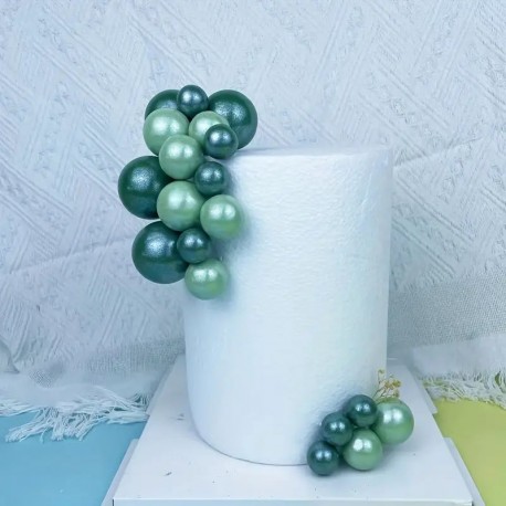 Cake Topper Balls Metallic Green 20pc