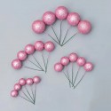 Ball Cake Toper Asstd Sizes 20pc Glitter Pink