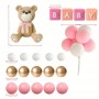 Cake Top Teddy & Baby Blocks Pink 21pc