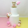 Cake Top Teddy & Baby Blocks Pink 21pc