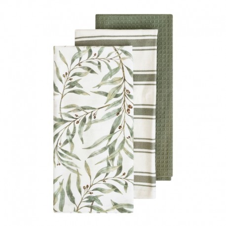 Eucalyptus Tea Towel 2pk Ivory & Forest