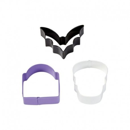 Wilton Halloween Cookie Cutter Set - Bat, Tombstone & Skull