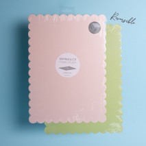 Papyrus Rectangle Dual-Colour Scalloped Cake Board - Pink & Green 14x10inch