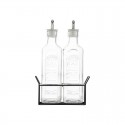 Kilner Set Of 2 Oil Bottles & Metal Rack 0.6 Litre