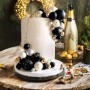 Cake Topper Ball Blk Wht Silver 20pc