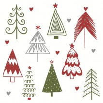 LUNCHEON NAPKINS - FUN TREES - RED