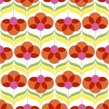 P+D LUNCHEON NAPKINS - GEO FLOWERS - RED