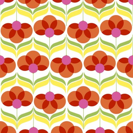 P+D LUNCHEON NAPKINS - GEO FLOWERS - RED