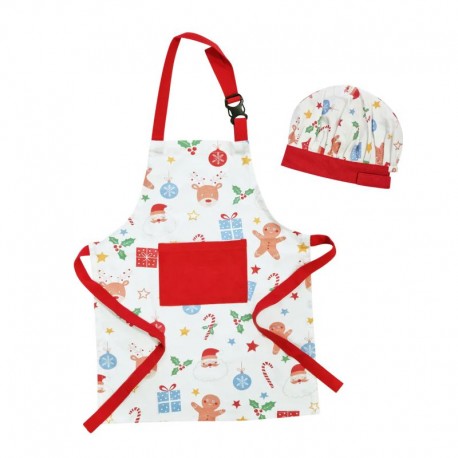 Noelle Kids Christmas Apron & Cap White