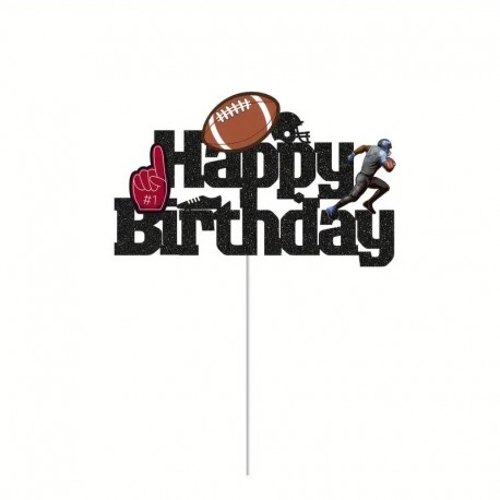 Cake Topper Bday American Football Blk