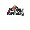 Cake Topper Birthday American Football Black