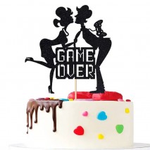 Cake Topper Game Over Wedding Blk