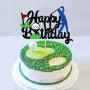 Cake Topper Happy Bday Golf Blk Glitter