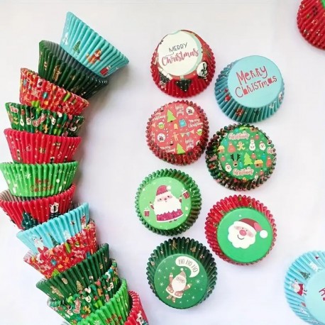 Christmas Themed Baking Cups 100pc Asstd