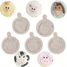 Silicone Mould Farm Animals Rnd 5pc Set