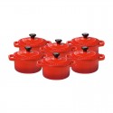 Chasseur La Cuisson Mini Cocotte Set of 6 Red