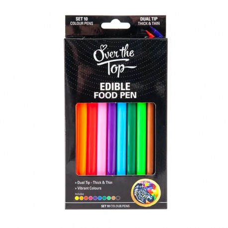 Over The Top Gourmet Colour Edible Food Pens - 10 pack