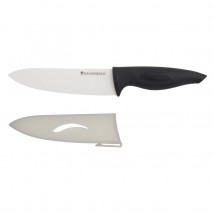 Savannah Ceramic Chefs Knife & Sheath - White & Black 16cm