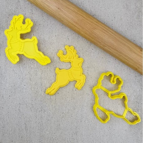 Custom Cookie Cutters Flying Reindeer Cutter and Debosser Set