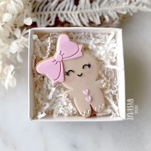 Little Biskut Gingerbread Girl with Bow Cutter & Debosser Set