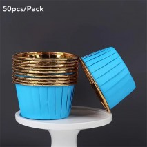 Muffin Baking Cup Blue & Gold 50pc