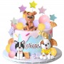 Cake Top Dog Figurines w Balls Stars 17p