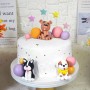 Cake Top Dog Figurines w Balls Stars 17p