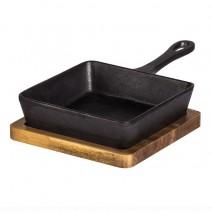 Davis & Woodall Square Cast Iron Skillet with Acacia Trivet