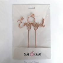 Cake Craft Metal Cake Topper Engaged Rose Gold